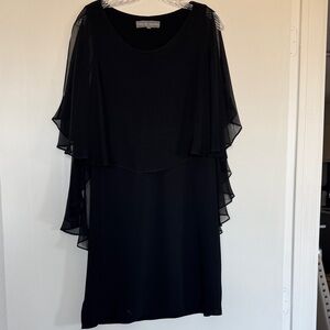 Lola & Sophie Black Long Sleeve Dress with Chiffon Layers